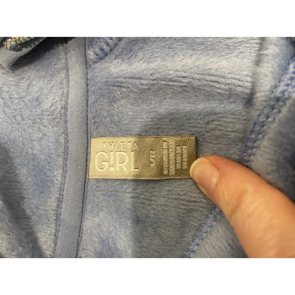 Athleta Girl 1/2 Zip Pullover Size 10-12 Blue Fleece Mock Neck Athletic EUC